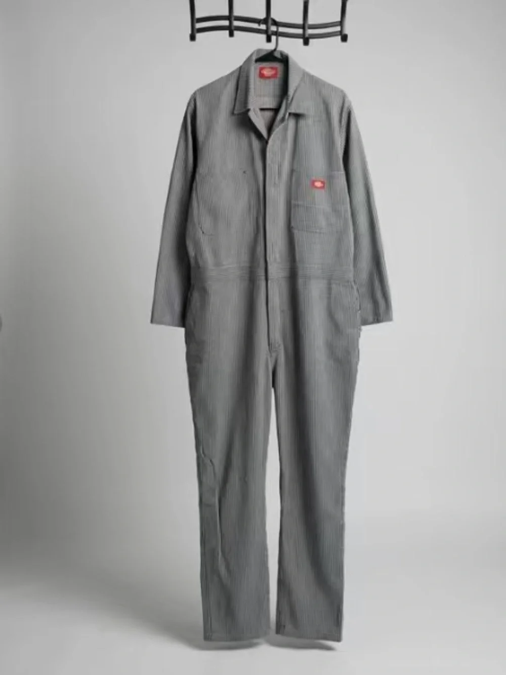 Dickies Gray Pinstripe Workwear Jumpsuit with Chest Patch